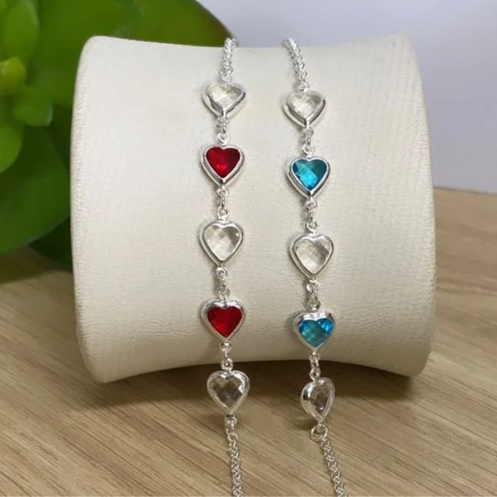 Pulseira Zircônia Corações