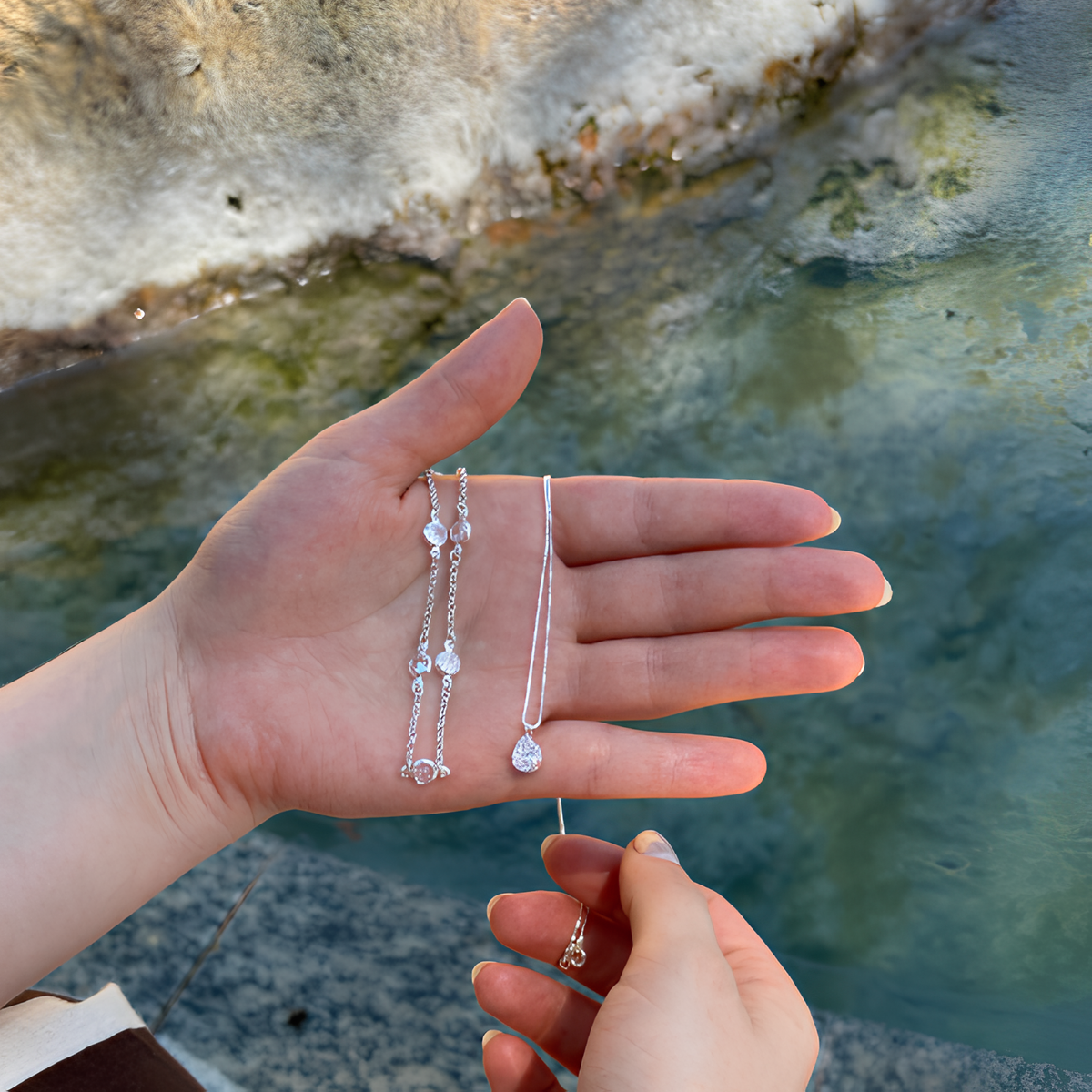 Conjunto Ponto de Luz (Colar + Pulseira + Brincos) - Prata 925 Legítima