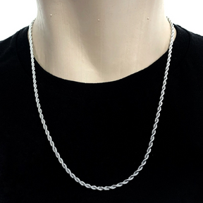 Corrente Cordão Baiano Masculino / 3mm - Prata 925