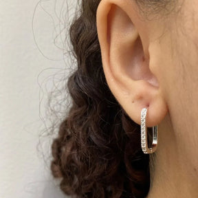 Brinco Argola Cravejada Retangular