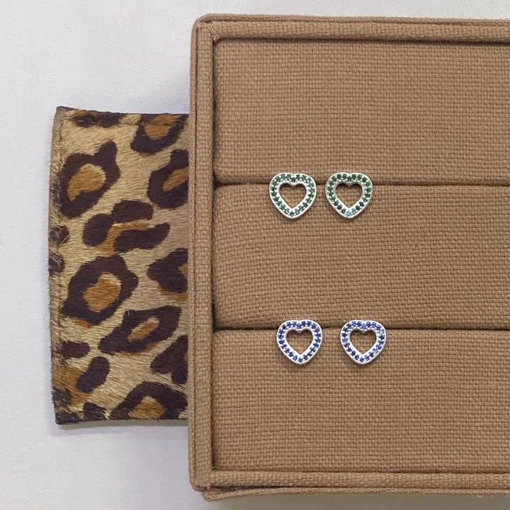Brinco Coração Colors Cravejado