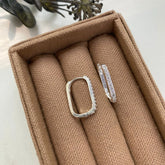 Brinco Argola Cravejada Retangular