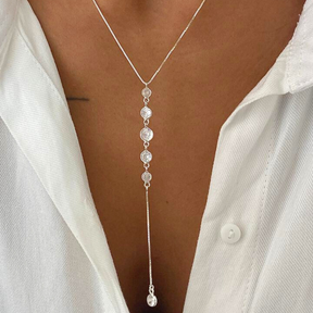 Colar Gravatinha Zircônias - Prata 925 Legítima